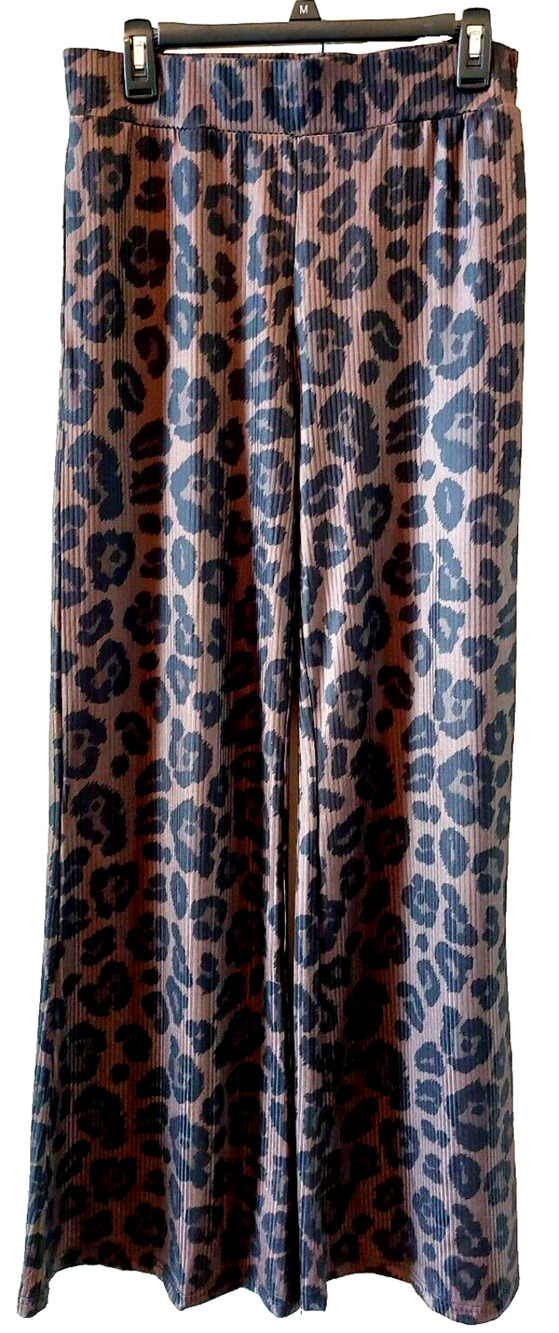 Crazy Train Pants Women's Size M Brown Black Animal Print Flare Leggings Stretch